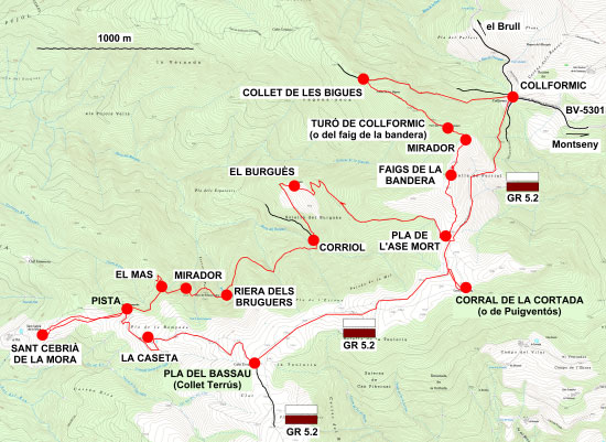 Plànol recorregut de la ruta Collformic - Sant Cebrià de la Mora